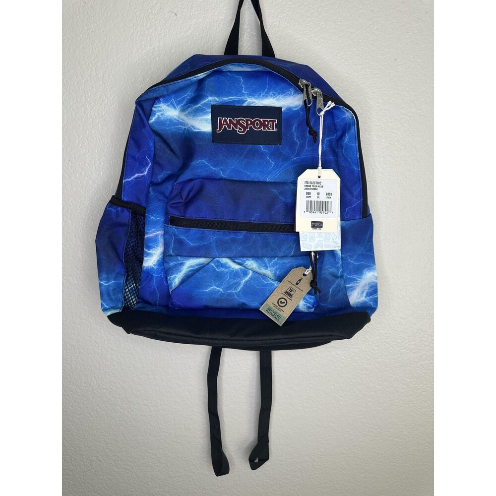 JanSport Cross Town Plus Backpack It's Electric Blue 15 Laptop Sleeve NWT School